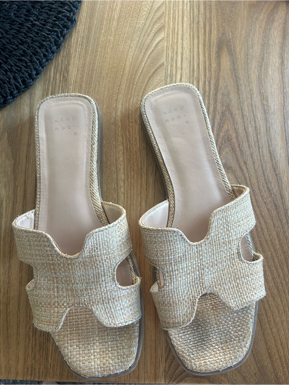 a new day Beige Woven Slide Sandals